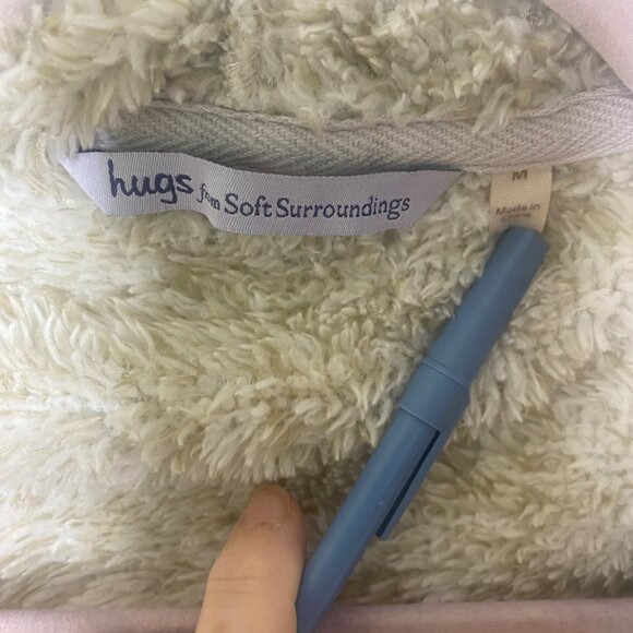 Soft Surroundings Hugs Cardigan Sweater Womens Size M Fuzzy Neutral Cozy Relaxed - Picture 2 of 8